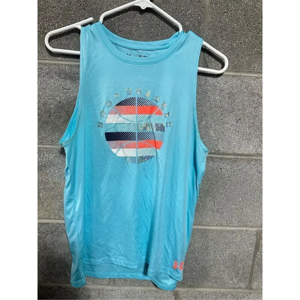 Under Armour Youth Heat Gear Hoop Breaker Muscle Tank Top Blue Size YXL Active - Picture 1 of 4